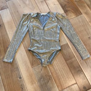 Aster Silver Metalic Bodysuit size small